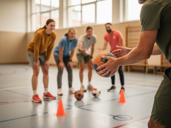 Bild zu Spielen in und mit Regelstrukturen – Sportspiele: Handball trotz großer Klassen und kleiner Hallen motivierend unterrichten, KI-generiertes Bild