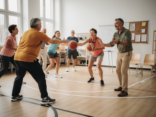 Bild zu Streetball - kleine Hallen mit großen Gruppen und alle werfen Körbe, KI-generiertes Bild