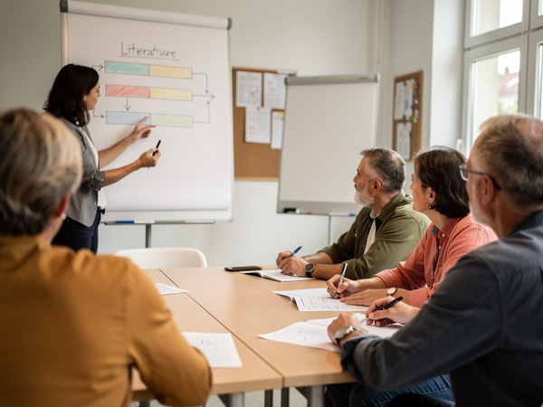 Bild zu Leistungsbeurteilung, Projektmanagement und Urheberrecht in Literaturkursen, KI-generiertes Bild