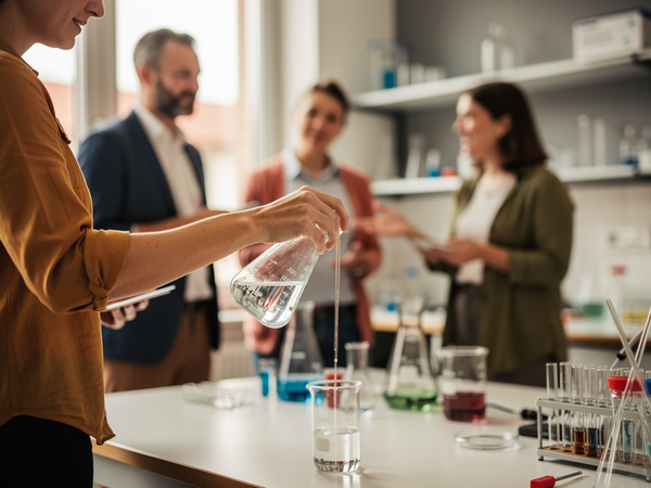 Bild zu Grundunterweisung zur RISU-NRW und Gefährdungsbeurteilung nach Gefahrstoff- verordnung für die Fächer Biologie, Chemie, Physik, Kunst und Technik, KI-generiertes Bild