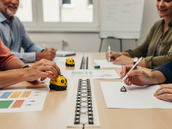 Bild zu Programmieren auf Grundlage des EVA-Prinzips am Beispiel der BeeBots und Ozobots in der Primarstufe, KI-generiertes Bild