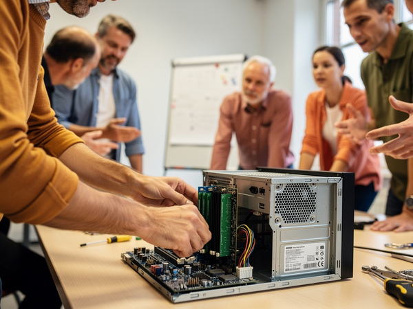 Bild zu Arbeitsplätze nach Kundenwunsch ausstatten: tech. Grundlagen von Computerhardware erlernen und schülerorientiert vermitteln, KI-generiertes Bild