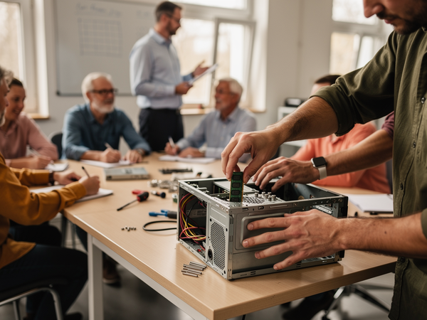 Bild zu Arbeitsplätze nach Kundenwunsch ausstatten: tech. Grundlagen von
Computerhardware erlernen und schülerorientiert vermitteln, KI-generiertes Bild