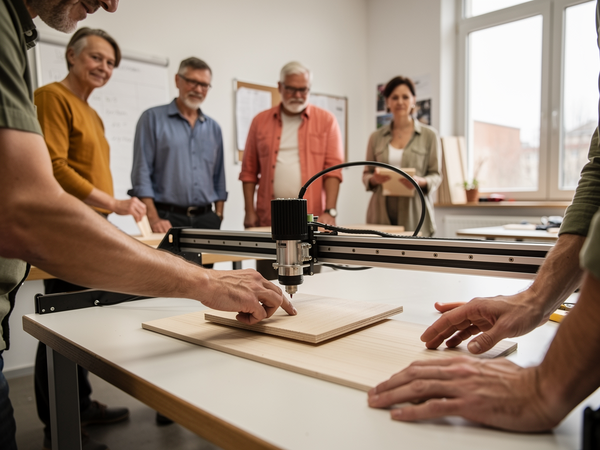 Bild zu Tischlerhandwerk/Holztechnik: Digitale Planung und Fertigung, Laserschneiden und -garvieren im grafisch- und technikbasierten Unterricht, KI-generiertes Bild