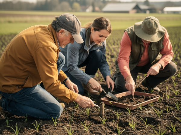 Bild zu Ökologische Landwirtschaft im Fachunterricht: Einsatz
praktischer Hilfsmittel zur Bodenart- und Zustandsbestimmung, KI-generiertes Bild